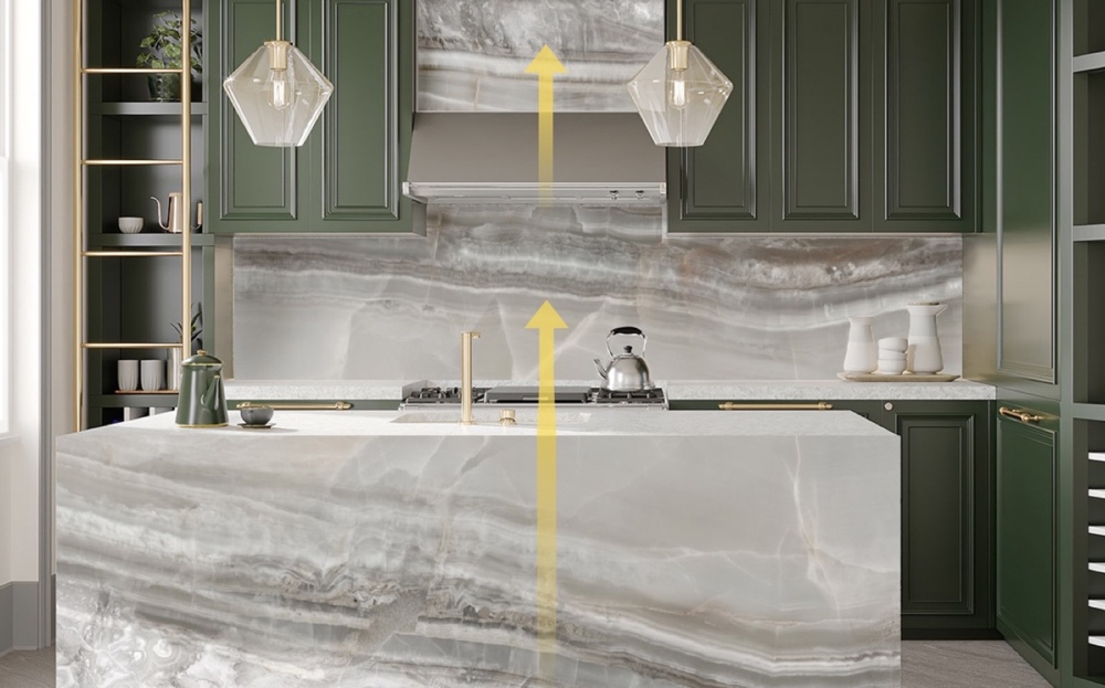 kitchen setting Miramar bioquartz